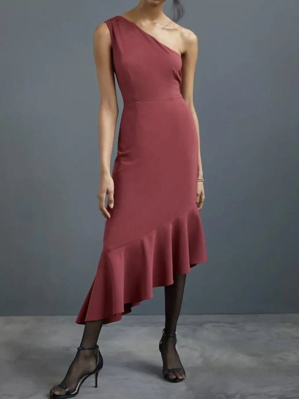 HUTCH x ANTHROPOLOGIE Slim One-Shoulder Midi‎ Maxi Dress